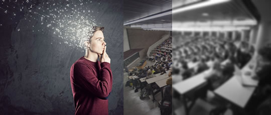 student and lecture theatre